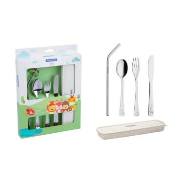 Imagem de Conjunto De Talheres Infantis Tramontina Inox Estojo 5 Peças