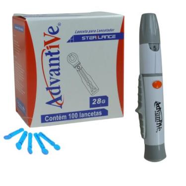 Imagem de Kit Glicose 1 Lancetador Glicemia + 100 Lancetas Universais - G-Tech, 