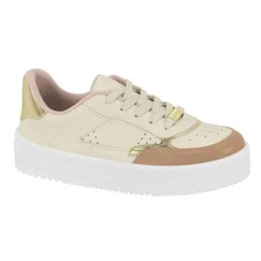 Imagem de Tênis Moleca Off Nude Dourado Leve e Confortável, Branco, Off, Nude, D
