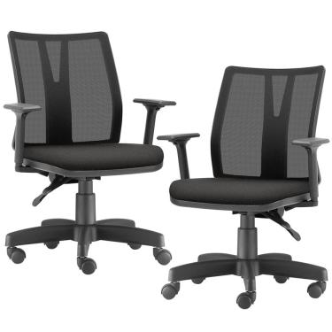 Imagem de Kit 02 Cadeiras de Escritório Diretor Giratória Executiva Addit F02 Crepe Preto - Lyam Decor