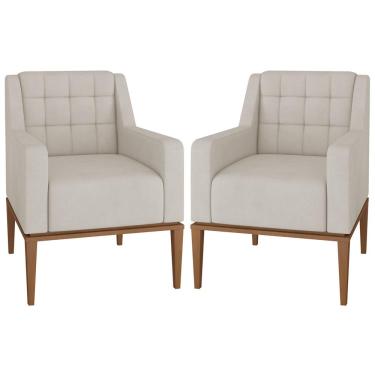 Imagem de Kit 2 Poltronas Decorativas Sala de Estar Madonna Suede Bege - Gran Belo