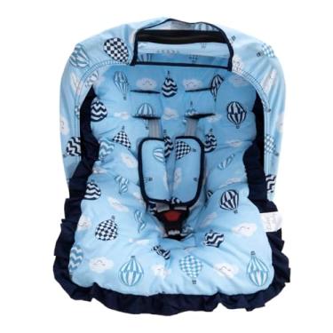 Imagem de Kit Completo para Bebê Conforto – Universal com Capa, Capota e Protetores de Cinto – Tecido 100% Algodão – Confortável e Macio (Balão Azul)