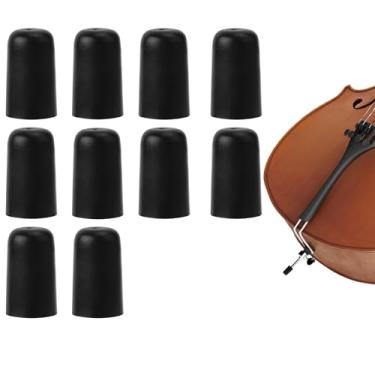 Imagem de 10 Peças Ponta Borracha Pino Violoncelo, Tampão Ponta Borracha Antiderrapante para Pino Instrumento Protetor de Instrumento para Profissionais e Iniciantes na Prática de Violoncelo (Preto)
