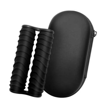 Imagem de Fenteer Mini rolo portátil para massagem nas mãos com bolsa de descompressão, brinquedo de relaxamento para mãos, ferramenta para pais, meninas e namorados, Onda Negra