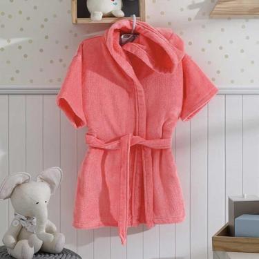 Imagem de Roupão Infantil Felpa Velour Salmão Ju 09 Com Capuz Döhler-Feminino