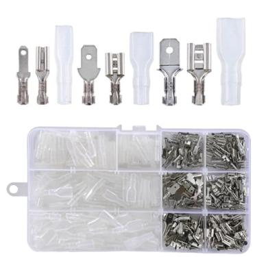 Imagem de Conjunto de terminais de prensa a frio, conectores pré-isolados de garfo/O-Type/mola/tubo, fios de cobre fiação elétrica automotiva (360 conjuntos)