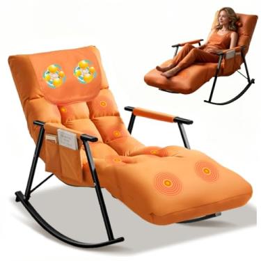 Imagem de Cadeira de Massagem Eletrica, 10 Pontos de Massagem, Poltrona Massageadora 110V-240V, Design Ergonômico, Ajuste em 5 Posições, Encosto Ajustável E Apoio para Os Pés, com Bolsos Laterais, Laranja