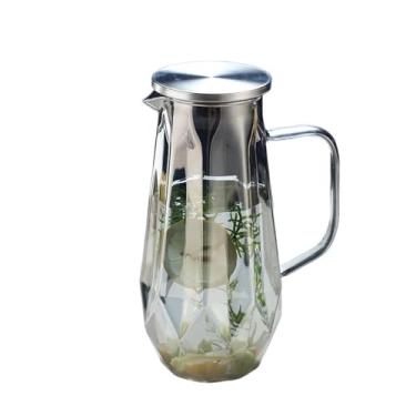 Imagem de Jarro Jarra de água vidro 1,4 L com tampa, jarra quente e fria, doméstica, ótima para chá gelado, limonada, suco, leite muito mais(Gray)