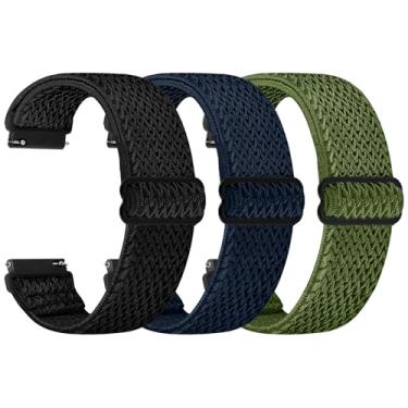 Imagem de TumpCez Pulseira de relógio Solo Loop – Escolha de largura -18 mm, 19 mm, 20 mm, 22 mm, pulseira de reposição de nylon elástico ajustável de liberação rápida para homens e mulheres