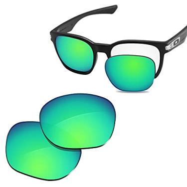 Imagem de Lentes de óculos de sol de substituição Glintbay Precise-Fit para Oakley Garage Rock OO9175, Polarized Green Mirror, Small