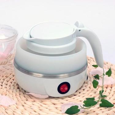 Imagem de Chaleira Elétrica Retrátil de Silicone, 600ml, Dobrável, Portátil, com Iluminação LED, para Água, Chá, Café e Leite, Desligamento Automático, 110V/220V OBS: CORES ALEATÓRIA