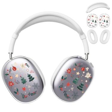 Imagem de BlHMCASE Capa de fone de ouvido para AirPods Max, linda árvore de Natal, capa de silicone branca para fones de ouvido para Apple AirPods Max