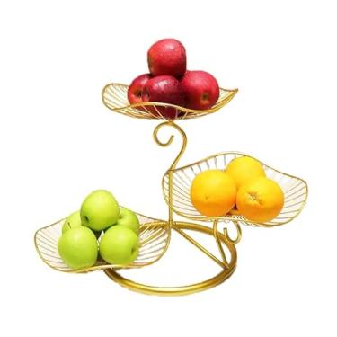 Imagem de Cesta de frutas de 3 camadas, suporte de cesta de arame de três camadas para armazenar vegetais, tigela de frutas decorativa nórdica sty1e, cesta de armazenamento de lanche de frutas multicamadas