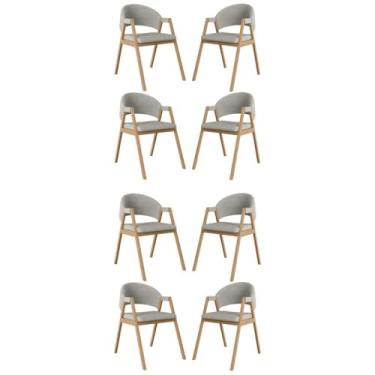 Imagem de Kit 8 Cadeiras Para Mesa de Jantar Moderna Linho - Balaqui Cor:cinza Claro