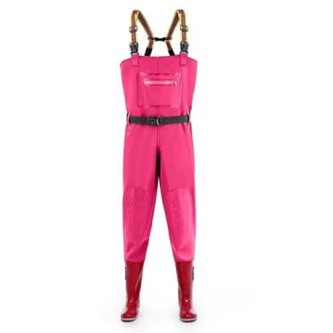 Imagem de Hip Waders Botas aquáticas de cano alto masculinas e femininas, calças de peito para lavagem de carros, indústria de aquicultura e pesca em PVC(Pink 1,38 EU)