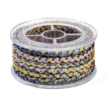 Imagem de 1 rolo de fio de nylon trançado de 12 camadas 5 mm material de fio de nylon redondo colorido cordão trançado para colar faça você mesmo, pulseira, joias, artesanato feito à mão, 2,19 a 3,28 m (2 a 3 m