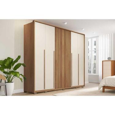 Imagem de Guarda Roupa Casal 6 Portas (2 Ripadas) E 6 Gavetas Poseidon Freijo/off White - Caemmun