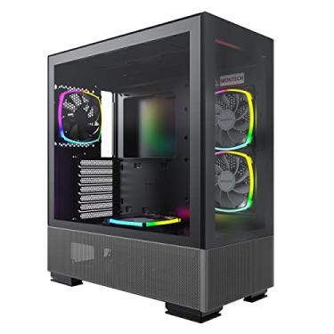 Imagem de Montech Sky Two, vidro temperado duplo, 4x fãs PWM ARGB pré-instalados, caixa de computador ATX Gaming Mid Tower, tipo C, alto desempenho de fluxo de ar - preto