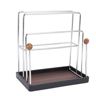 Imagem de Asixxsix Rack da placa de corte, Suporte de faca de aço inoxidável Organizador de tesouras Peelers com bandeja de drenagem para bancada da cozinha, 6 a 8 cortadores suporte de (Área de trabalho)