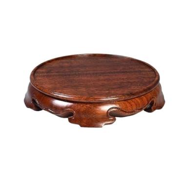 Imagem de suporte para bonsai Base de escultura em madeira minimalista, pedestal redondo para artesanato vasos bonsai(Grande)