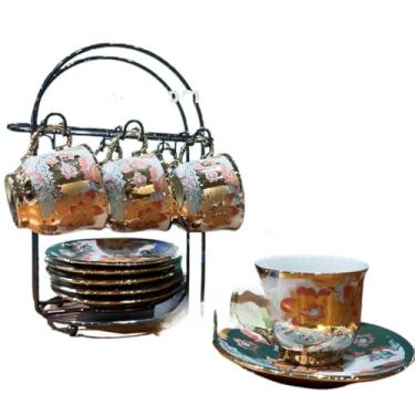 Imagem de Conjunto de Seis Requintadas XíCaras de Café em Porcelana Branca para Uso DiáRio, com Pires, Capacidade para 100 Ml.(Modelo - 5 (85mL))