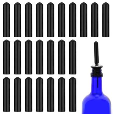 Imagem de 24 peças tampa de despejador de borracha preta para garrafa de licor, tampa dispensadora, tampas de poeira, tampas de garrafa de licor, tampa de bico para bares, clubes de vinho, cafés, cozinha (não