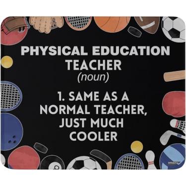 Imagem de Mouse pad de definição de professor de educação física, preto, base de borracha antiderrapante, 24 x 19 cm, design lavável, mouse para escola de ensino