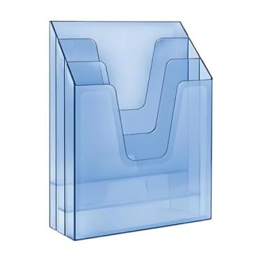Imagem de Organizador de Papel, Organizador de Documentos Vertical Triplo para Escritório, 24x12x33.5cm(Azul Clear)