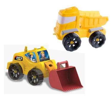 Imagem de Kit Caminhão Brutos Truck Caçamba Trator Pá Carregadeira Brinquedo Inf