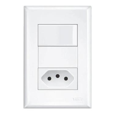 Imagem de Interruptor Simples 16A com Tomada 10A 2P+T Evidence Branco Fame - Ref