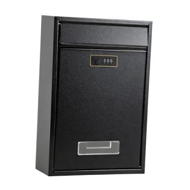 Imagem de Ｂｅｓｇａ Caixa de Correio de Parede com Fechadura Sem Chave, em Metal, às Intempéries, Acessório Robusto para Documentos e Cartas, 22x8,5x32cm, Preto Fosco