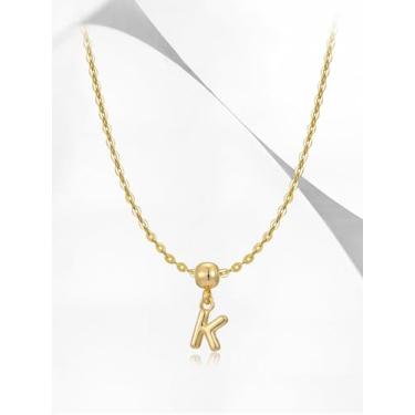 Imagem de 1 colar feminino banhado a prata com letras de bolhas para mulheres, joia fina, presente para mamãe (K)