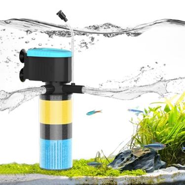 Imagem de Devopet Filtro de aquário de 3 estágios, filtro interno pequeno para tanque de peixes, filtro de bombas submersíveis para tanques de 5 a 20 galões, filtro de tanque de tartaruga, com saída de água