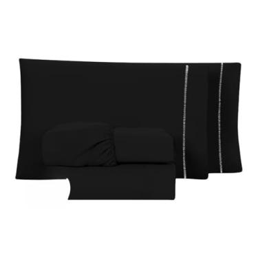 Imagem de Conjunto de lençóis com 04 peças de 400 fios, twin, queen e super soft king bed(Casal Peto)