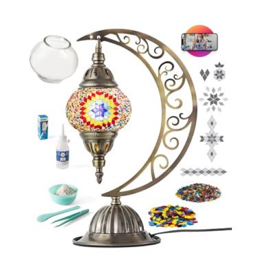 Imagem de KRAFTSTORIES Kit De Fabricação De Luminária De Lua De Mosaico Turco, Luminária De Mesa Decorativa De Vidro Colorido Faça Você Mesmo, Kit De Artesanato Para Adultos, Faça Sua Própria Luminária, Sala