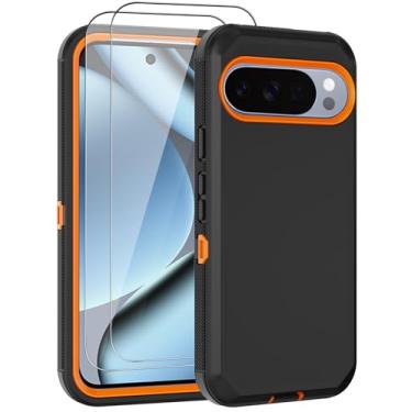 Imagem de Aimoll-88 Capa para Google Pixel 10 Pro XL, com 2 protetores de tela resistente contra quedas, capa protetora resistente à prova de choque para celular para Google Pixel 9 Pro XL (laranja)