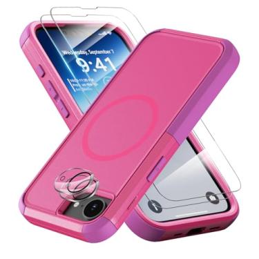 Imagem de Comboproof Capa para iPhone 16e: Capa resistente à prova de choque com protetor de tela e protetor de lente compatível com Magsafe para iPhone 16e 6,1 polegadas (rosa)