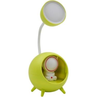 Imagem de Luminária Astronauta de Mesa LED USB Portátil Articulável 360° – Recarregável, Decorativa e Multifuncional para Leitura, Estudo e Escritório (Verde)