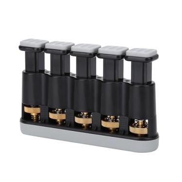 Imagem de Luqeeg Treinador de Dedos para Guitarra e Piano - Exercitador de Mãos e Dedos Com 5 Teclas de Pressão - Porta-chaves Convenientes Incluídos Cinza, Faixa de Força de 3 a 8,5 Lb, Adequado para Prática de Pré-show e Aquecimento (Cinza Branco)