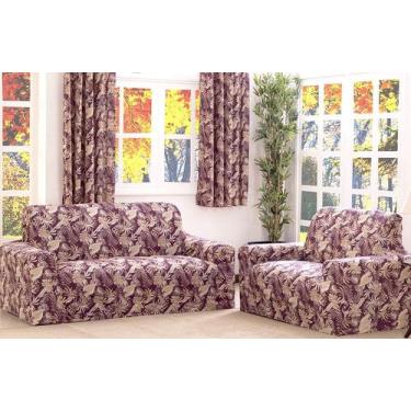 Imagem de Kit 2 Pçs Capa Protetora de Sofá Padrão 2 e 3 Lugares Adere Estampado 