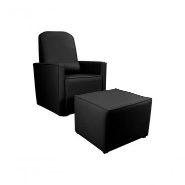 Imagem de Poltrona Amamentação Com Balanço + Puff Sintetico Preto Matrix Annecy