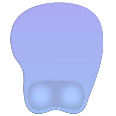 Imagem de Mouse pad com descanso de pulso mouse pad ergonômico com suporte de pulso confortável em forma de M para alívio da dor Base de PU antiderrapante para laptop, escritório e casa (azul claro roxo)