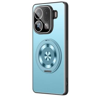 Imagem de HAOMRIYL Capa para Oppo Find X9/X9pro, suporte de anel giratório dobrável, capa fina com tudo incluído, proteção para câmera, antiderrapante, azul, X9Pro