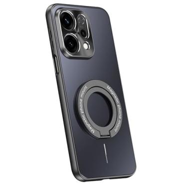 Imagem de HAOMRIYL Capa magnética para Oppo Find X9/X9pro, suporte de anel destacável, capa antiderrapante, proteção total da lente antirarranhões, capa de suporte, preta, X9Pro