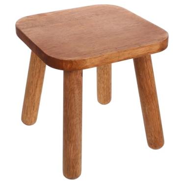 Imagem de Banqueta pequena de madeira sólida de 22 cm antiderrapante para adultos, banquinho quadrado, pernas destacáveis, comporta até 136 kg para cozinha, quarto, sala de estar, fácil de montar