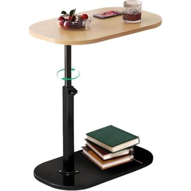 Imagem de Mesa Lateral Em Formato C, Mesa Com Bandeja Flip E Altura Ajustável, Mesas Laterais Giratórias 360° Para Sofá, Mesa Lateral Moderna Pequena Em Formato, Liftable-walnut, 45 x 30