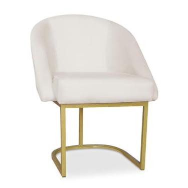 Imagem de Poltrona Decorativa Lua Veludo Base Metal Dourada - Design Moderno e Conforto para Sala, Quarto - JRC Móveis (Base Metal, Bege)