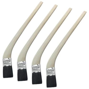 Imagem de Bivethoi Pacote com 4 pincéis de tinta de radiador de 3,8 cm de largura com cabo de madeira angular de 40,6 cm de comprimento total – para espaços apertados, rodapés, acabamento e projetos DIY