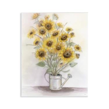 Imagem de Stupell Industries Arte de placa de parede Girassóis em regador, design de Patti Bishop, 35,5 x 28,5 cm