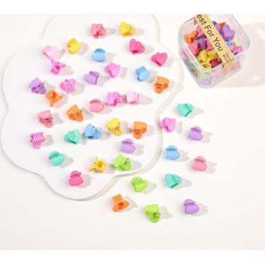 Imagem de 40 peças de grampos de cabelo para mulheres - Mini clipes de garra em forma de coração, lindas garras coloridas para penteados grossos finos médios finos, acessórios de cabelo de plástico durável para